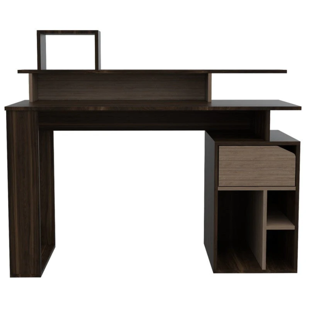 Escritorio Recto Con Repisas Office W-120 - Habano / Miel