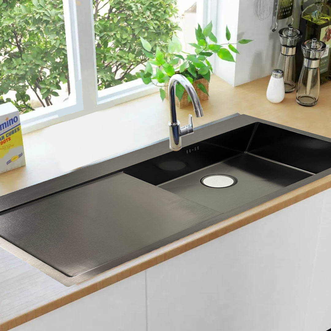 Lavaplatos Deluxe Negro 95x45 cm con Secador Izquierdo
