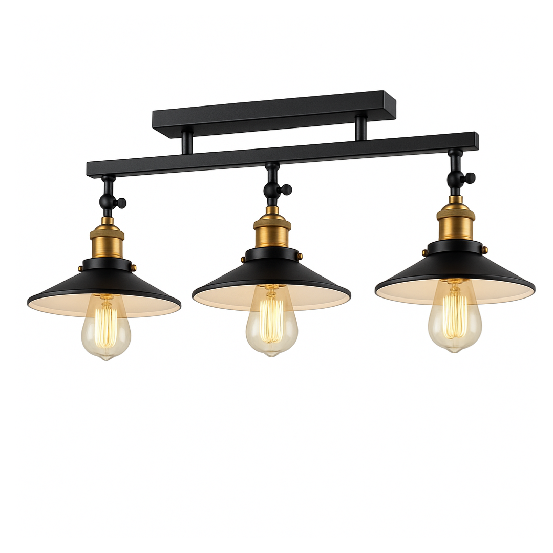 Lampara Aplique Techo Modelo Brooklyn Negra 3 Luces