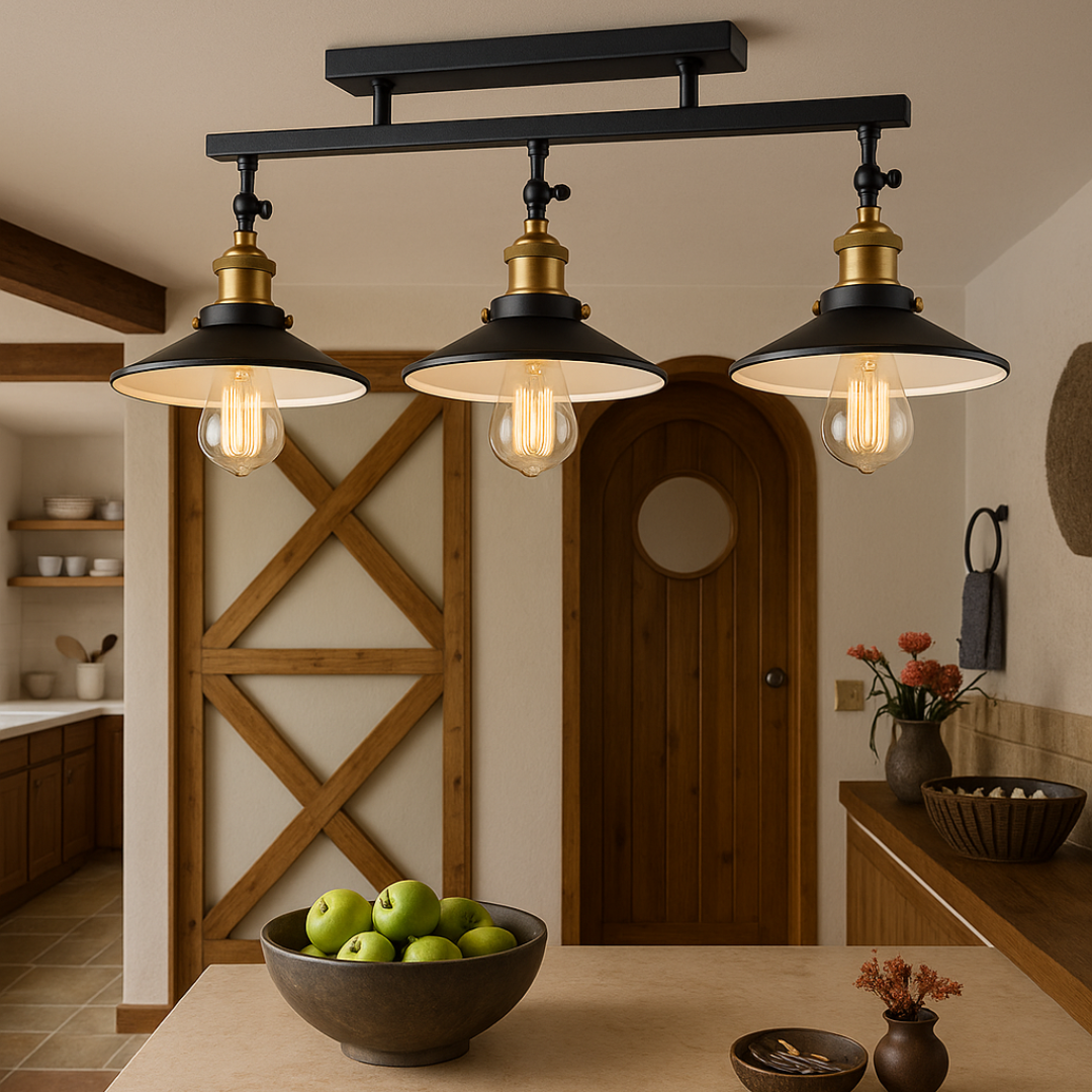 Lampara Aplique Techo Modelo Brooklyn Negra 3 Luces