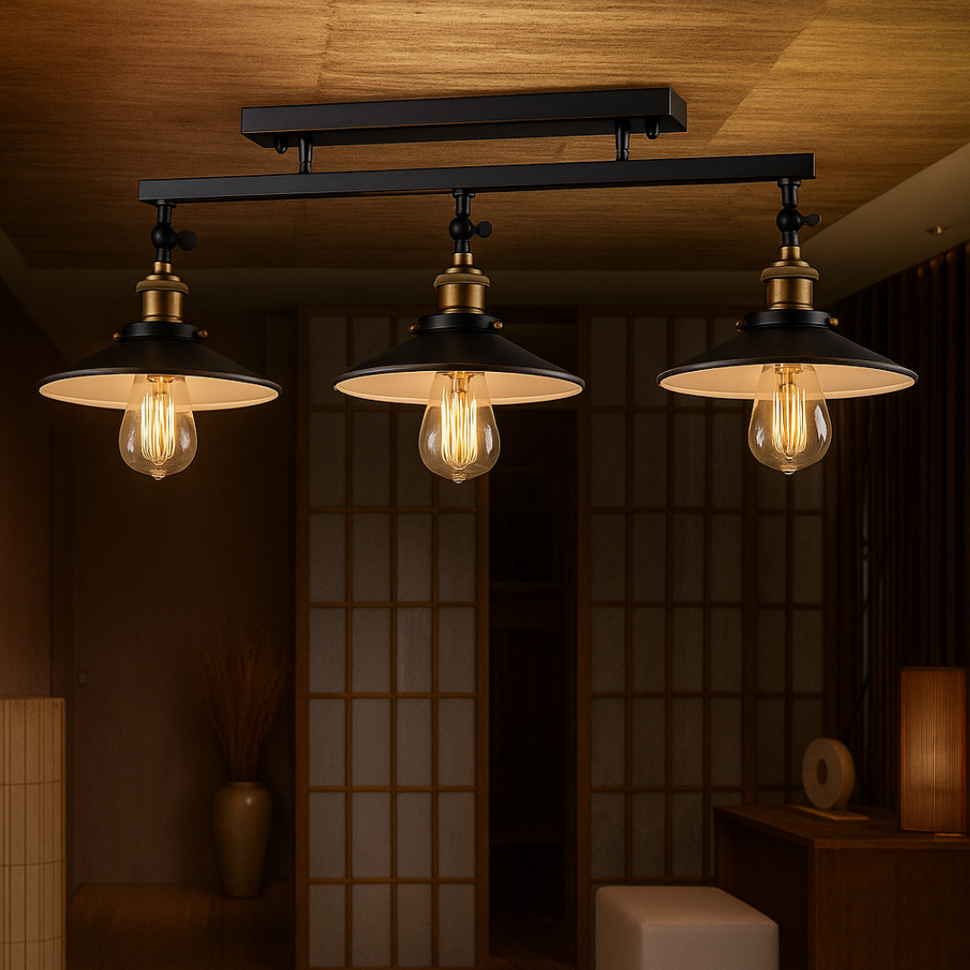 Lampara Aplique Techo Modelo Brooklyn Negra 3 Luces