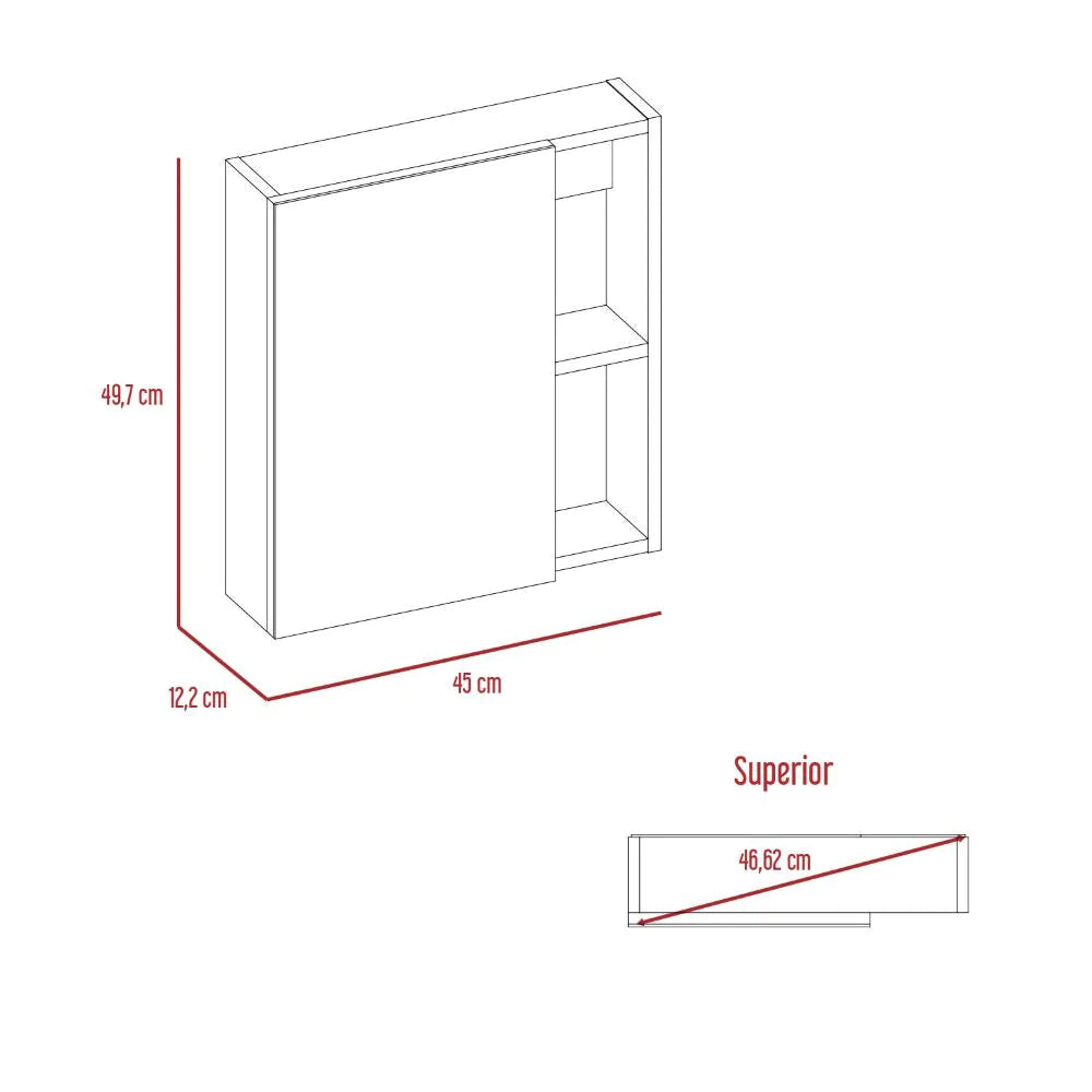 Gabinete de Baño Manchester, Wengue, con puerta espejo y varios entrepaños