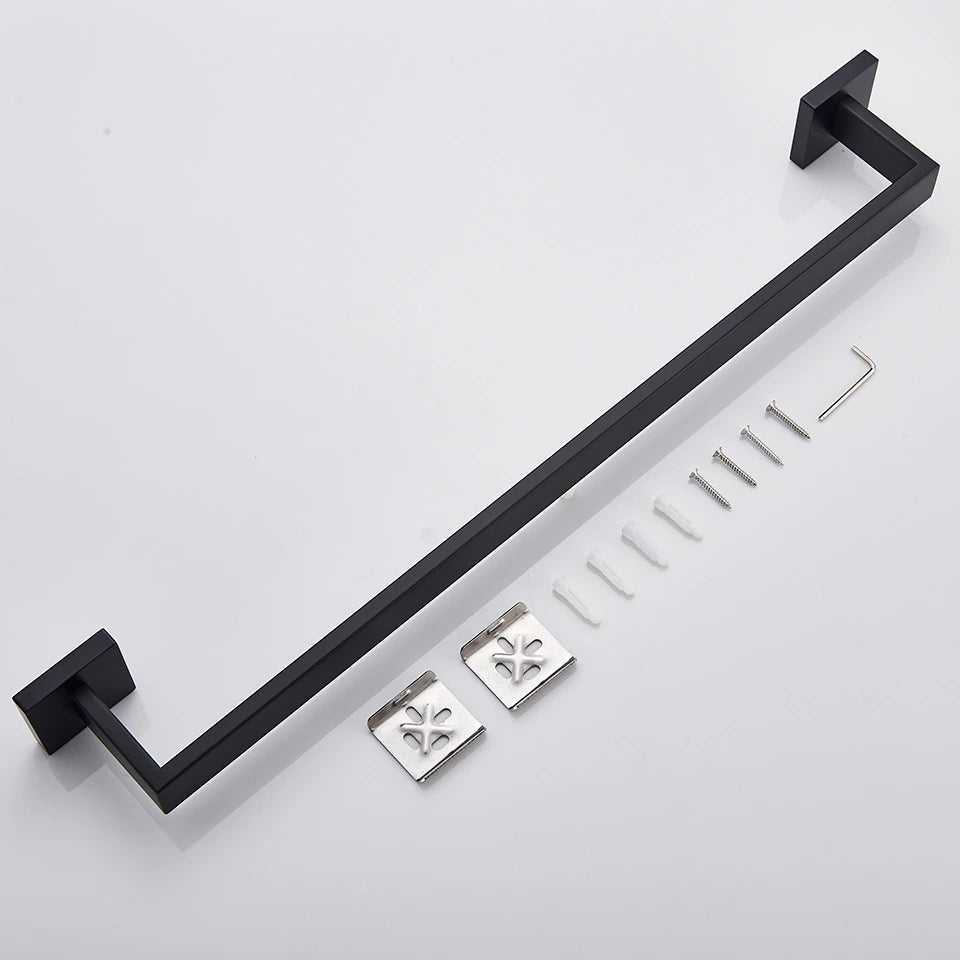 Toallero Negro Mate Moderno Baño 60 cm