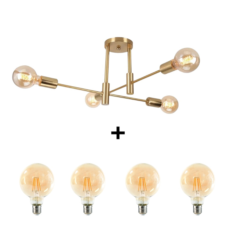 Lampara Techo Modelo LIMBA Color dorado 4 soquetes