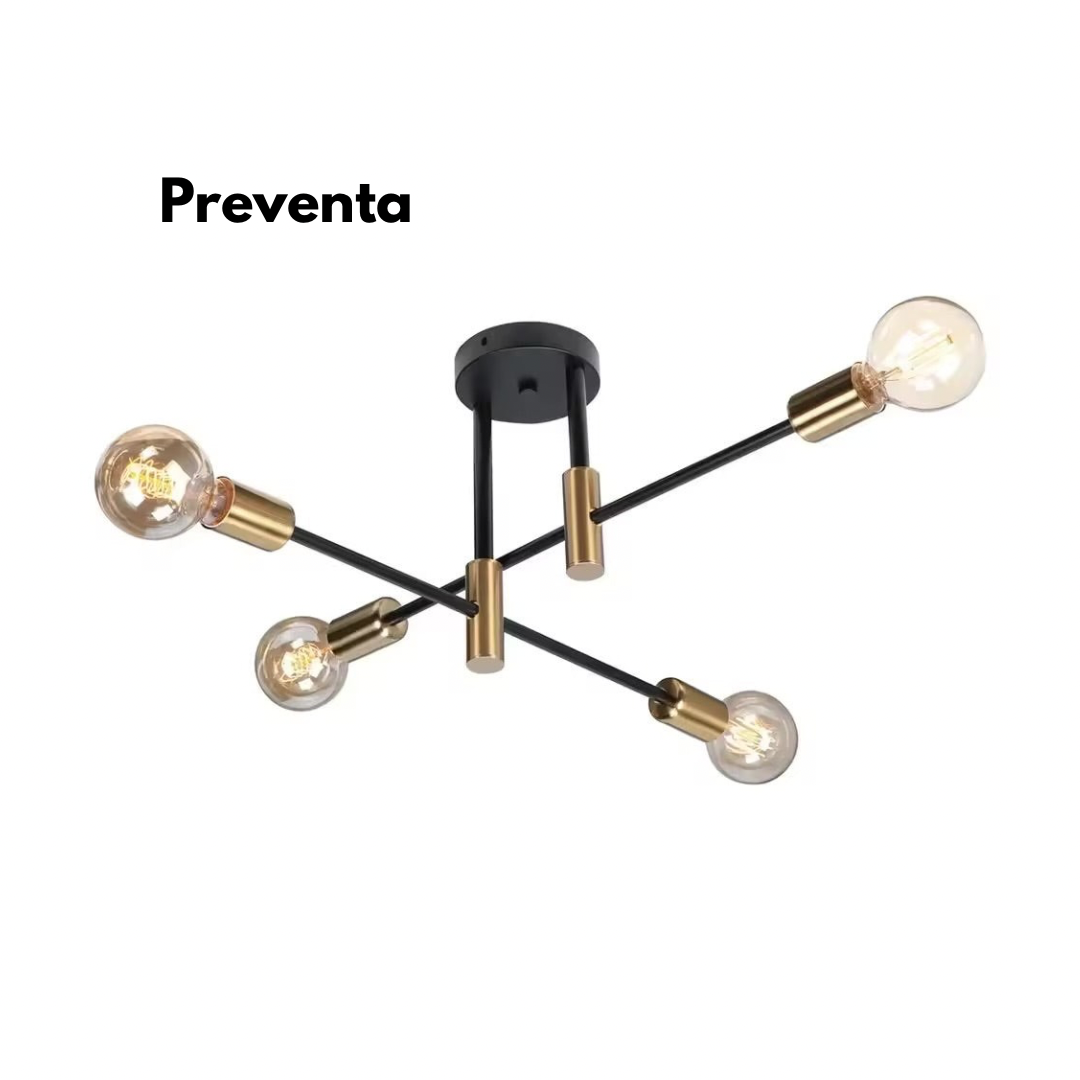 Lampara Techo Modelo LIMBA Color Negro/Dorado 4 soquetes