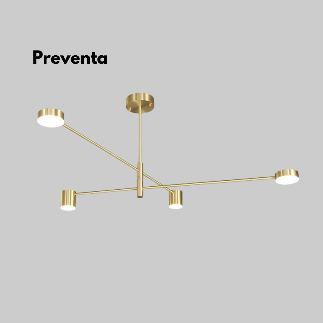 Lampara Nórdica Modelo THYRA Dorado 4 luces LED AHORRO ENERGIA