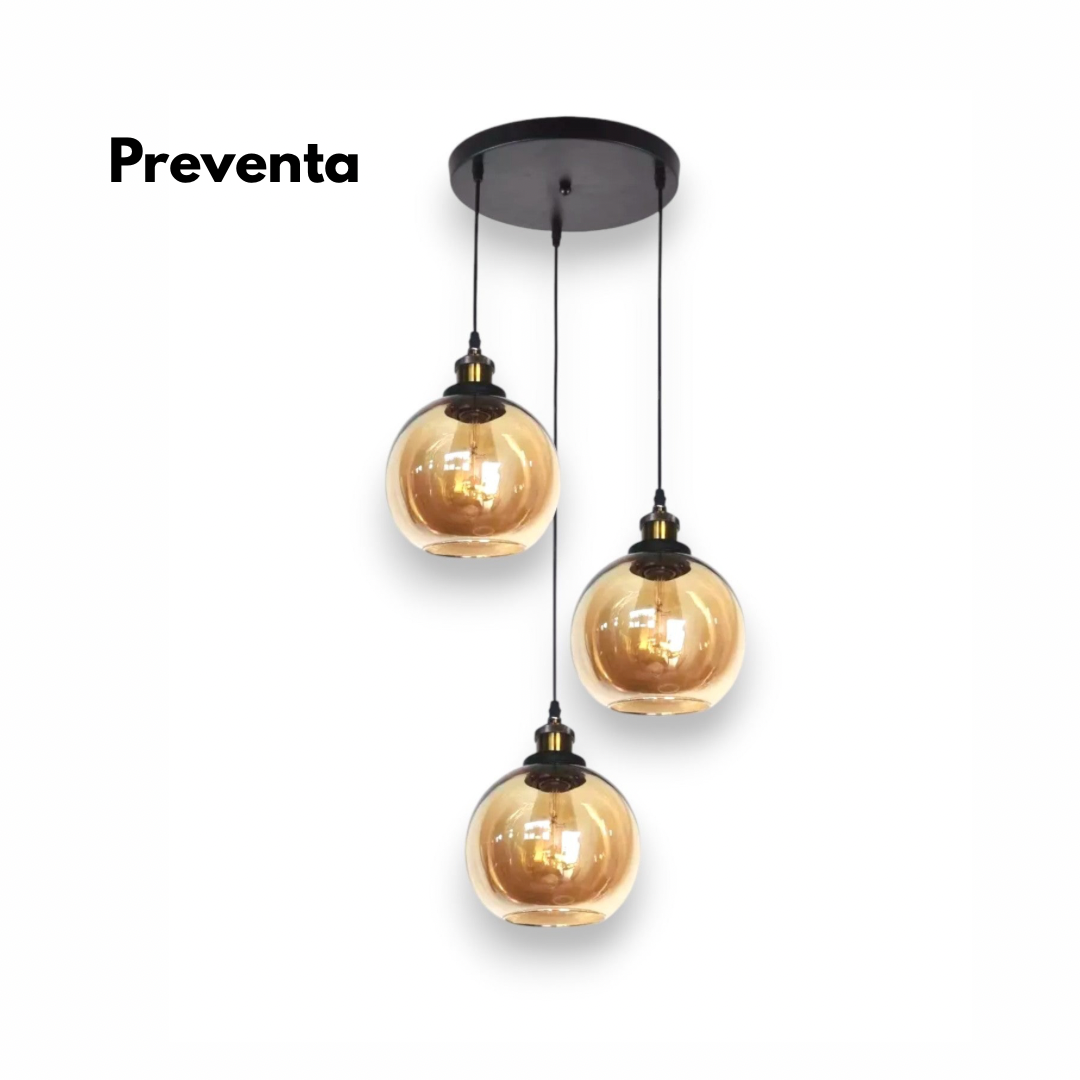 Lampara Colgante Triple Modelo VENUS Vidrio