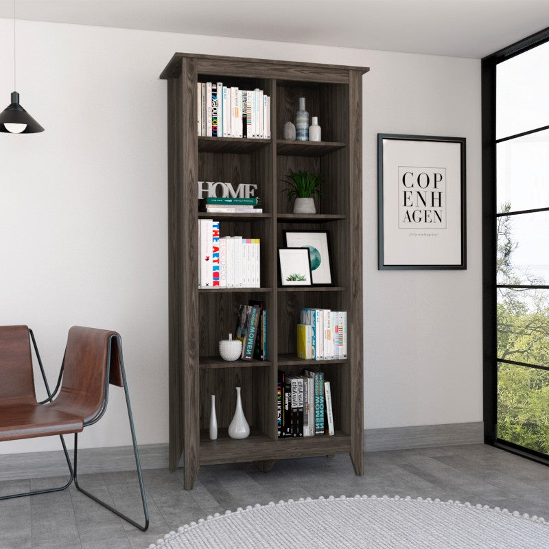 Librero Essential, Coñac, amplios entrepaños para objetos decorativos