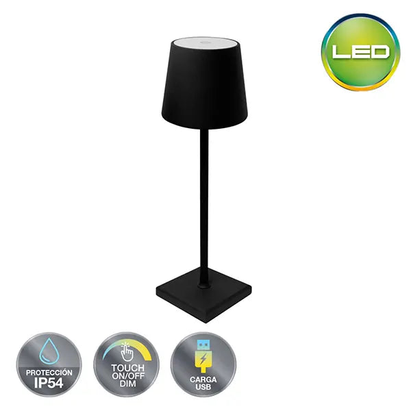 Lámpara Led Touch Recargable Negro
