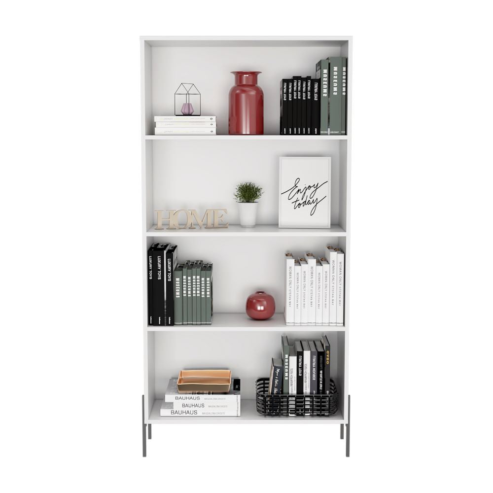 Librero White Collection, Blanco, con cuatro entrepaños para colocar objetos de oficina