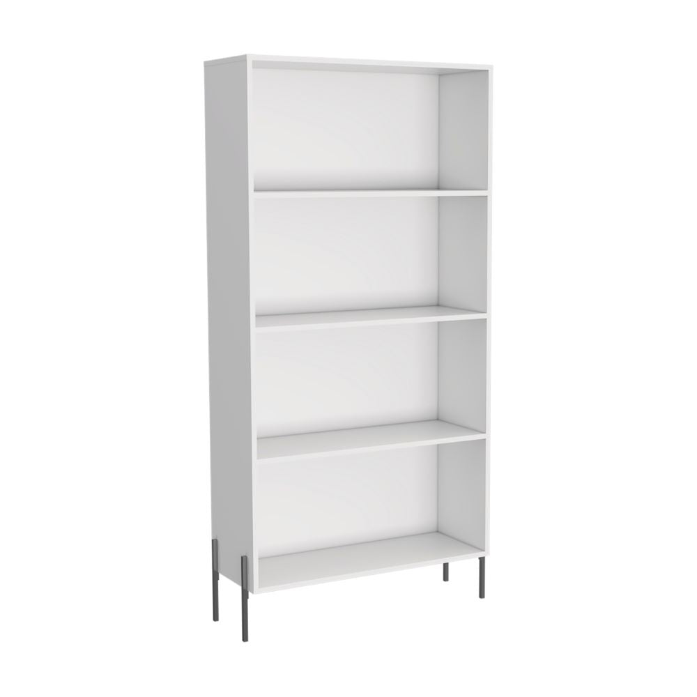Librero White Collection, Blanco, con cuatro entrepaños para colocar objetos de oficina