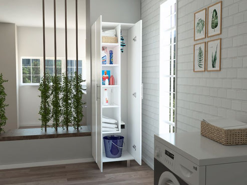 Organizador de baño Nala, Blanco Marquez, de dos puertas batientes y múltiples entrepaños