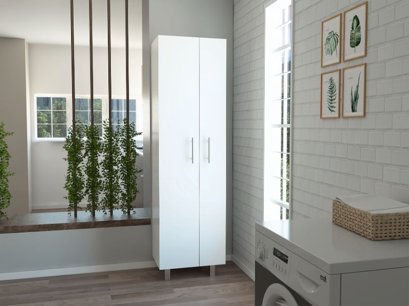 Organizador de baño Nala, Blanco Marquez, de dos puertas batientes y múltiples entrepaños