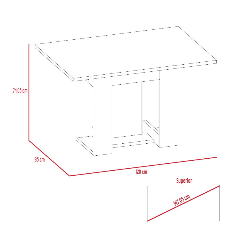 Mesa de Comedor Volterra, Caramelo, con amplia superficie 120