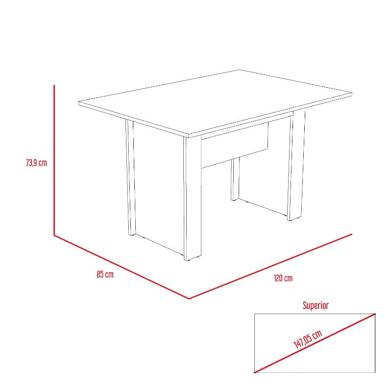 Mesa de Comedor Classic, Habano, para cuatro puestos 120