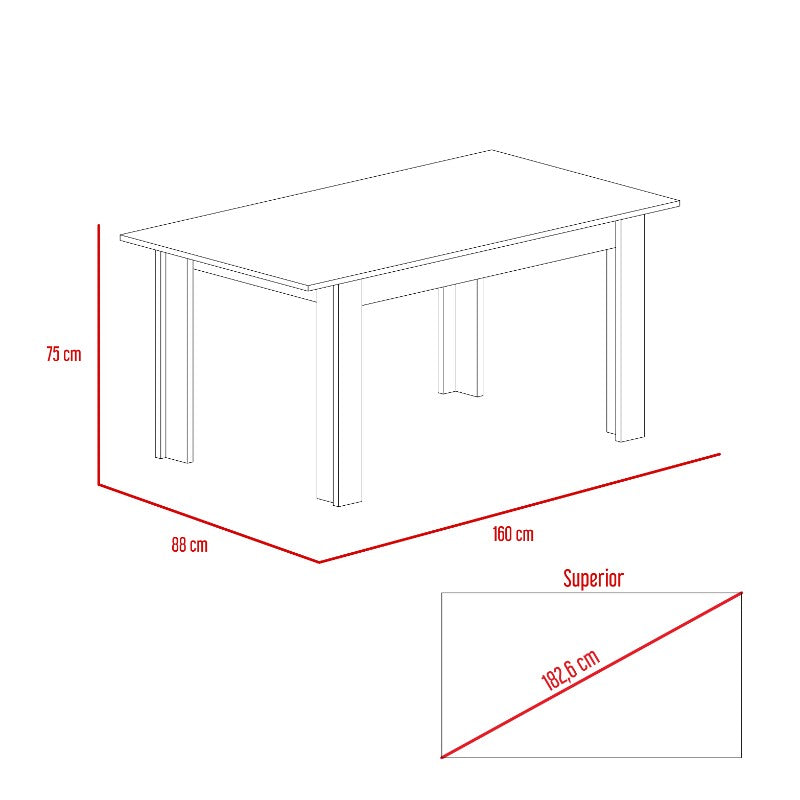 Mesa de Comedor Portofino, Rovere para cuatro puestos 160