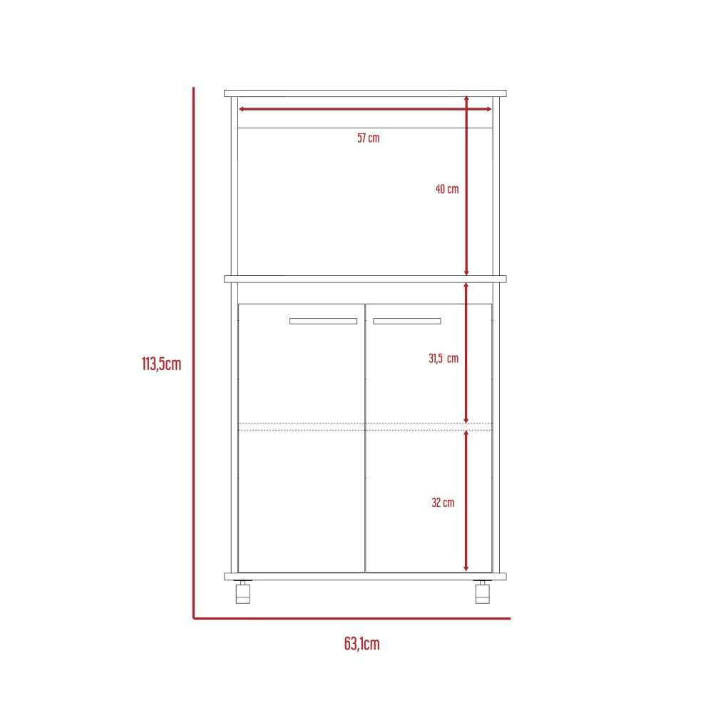 Auxiliar Microondas Manchester, Wengue, con dos puertas batientes y entrepaños para colocar objetos
