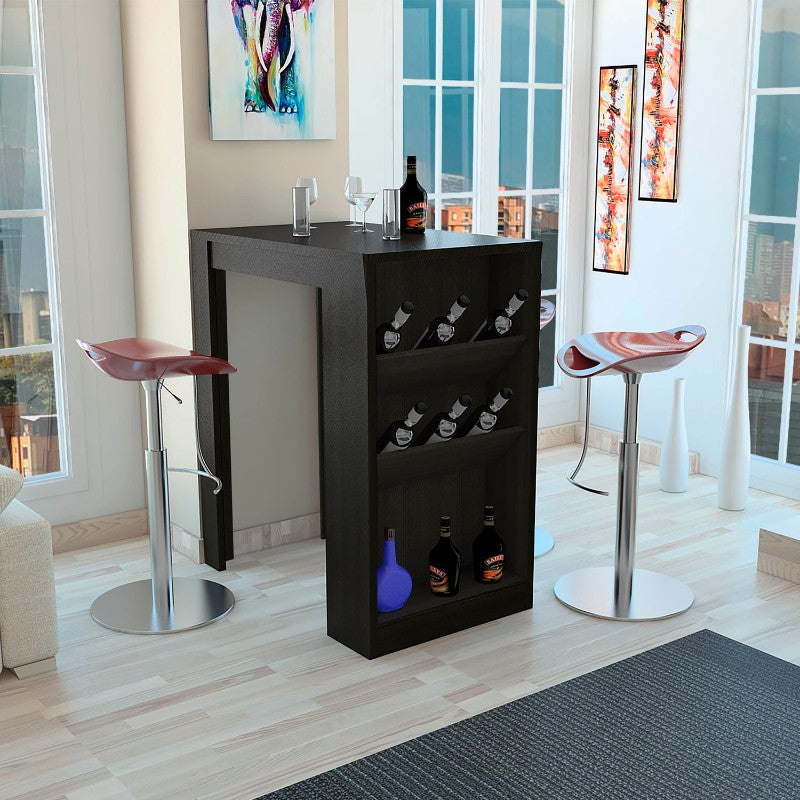 Mesa de Bar Syrah, Wengue y Negro, con amplia superficie