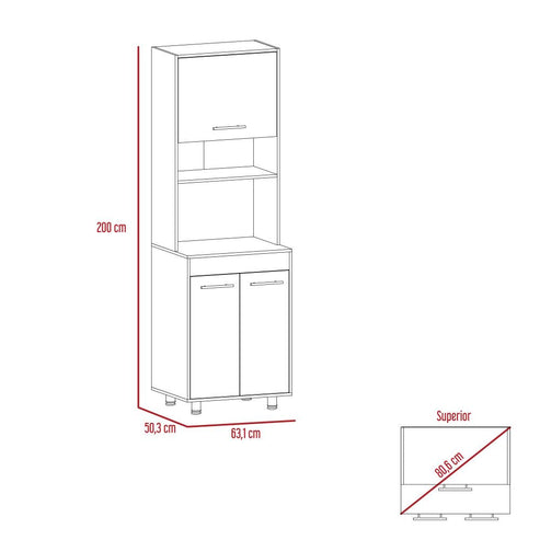 Modulo Kitchen Orion, Duna y Blanco, con tres puertas batientes y espacio para horno microondas