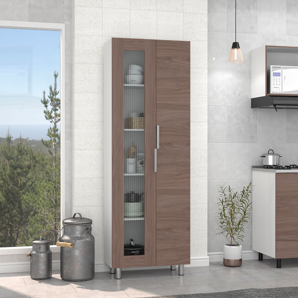 Mueble Alacena Fendi, Blanco Marqueza y Castaño, con dos puertas batientes y gran capacidad de almacenamiento