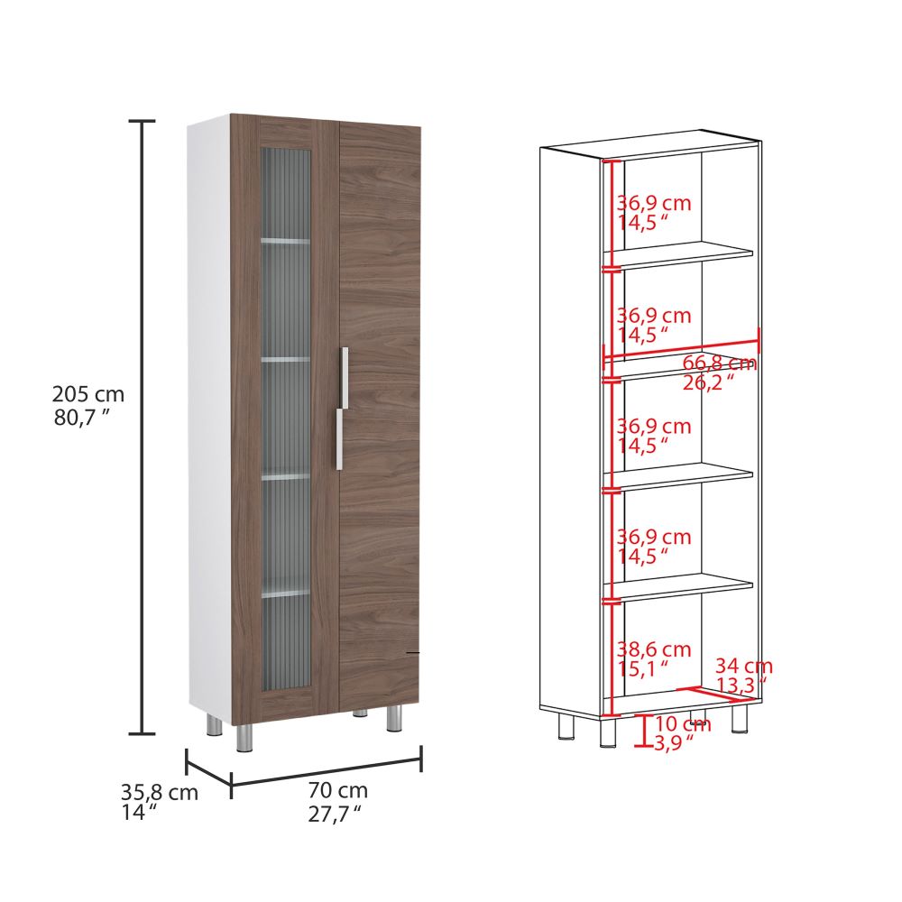 Mueble Alacena Fendi, Blanco Marqueza y Castaño, con dos puertas batientes y gran capacidad de almacenamiento