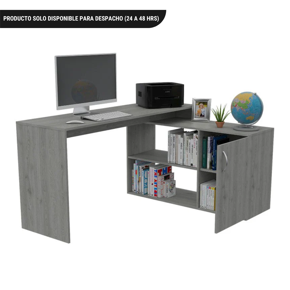 Escritorio En L 1 Puerta Office W-151 / Ceniza