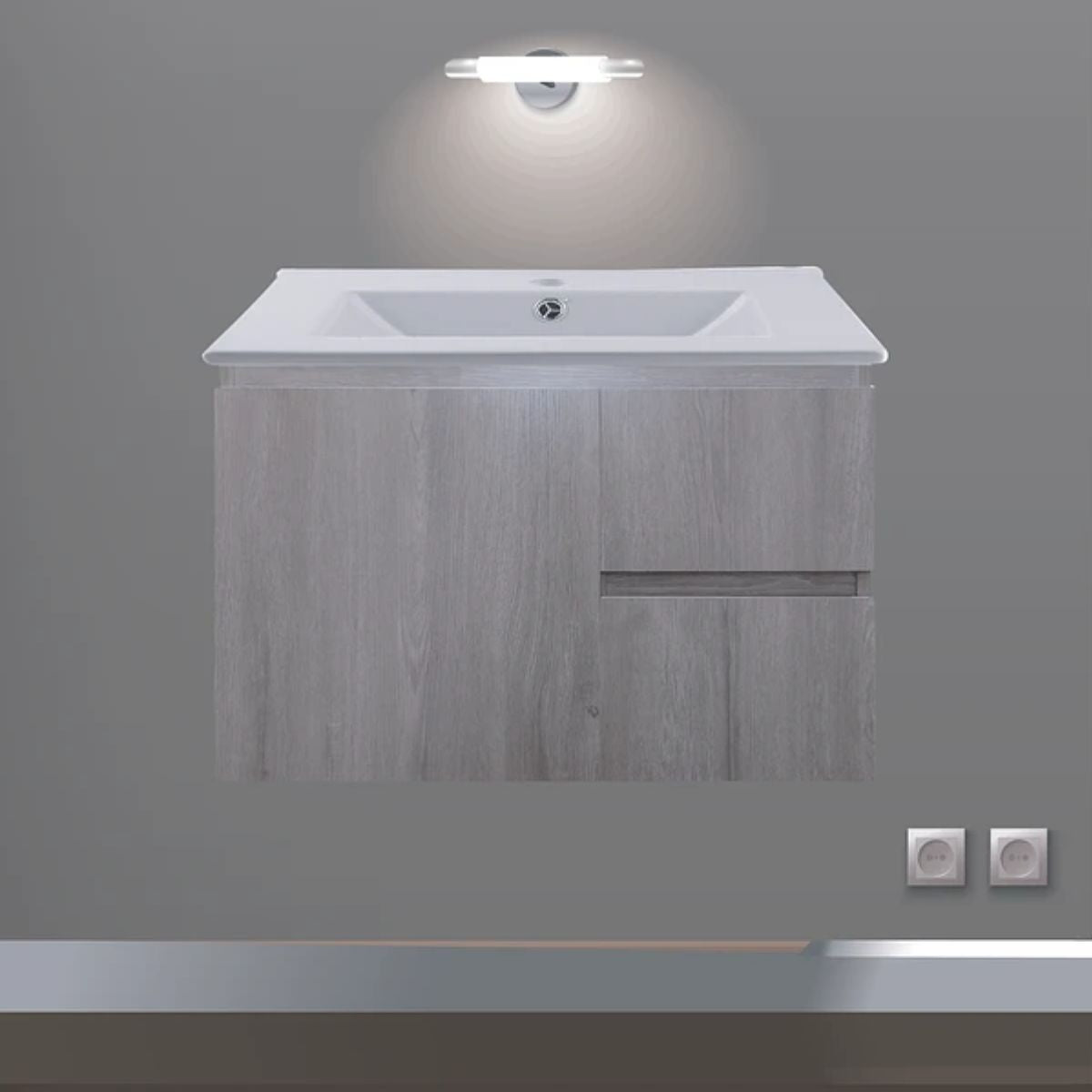 Kit Mueble Vanitorio a muro Space Nogal Claro 81x48x37cm