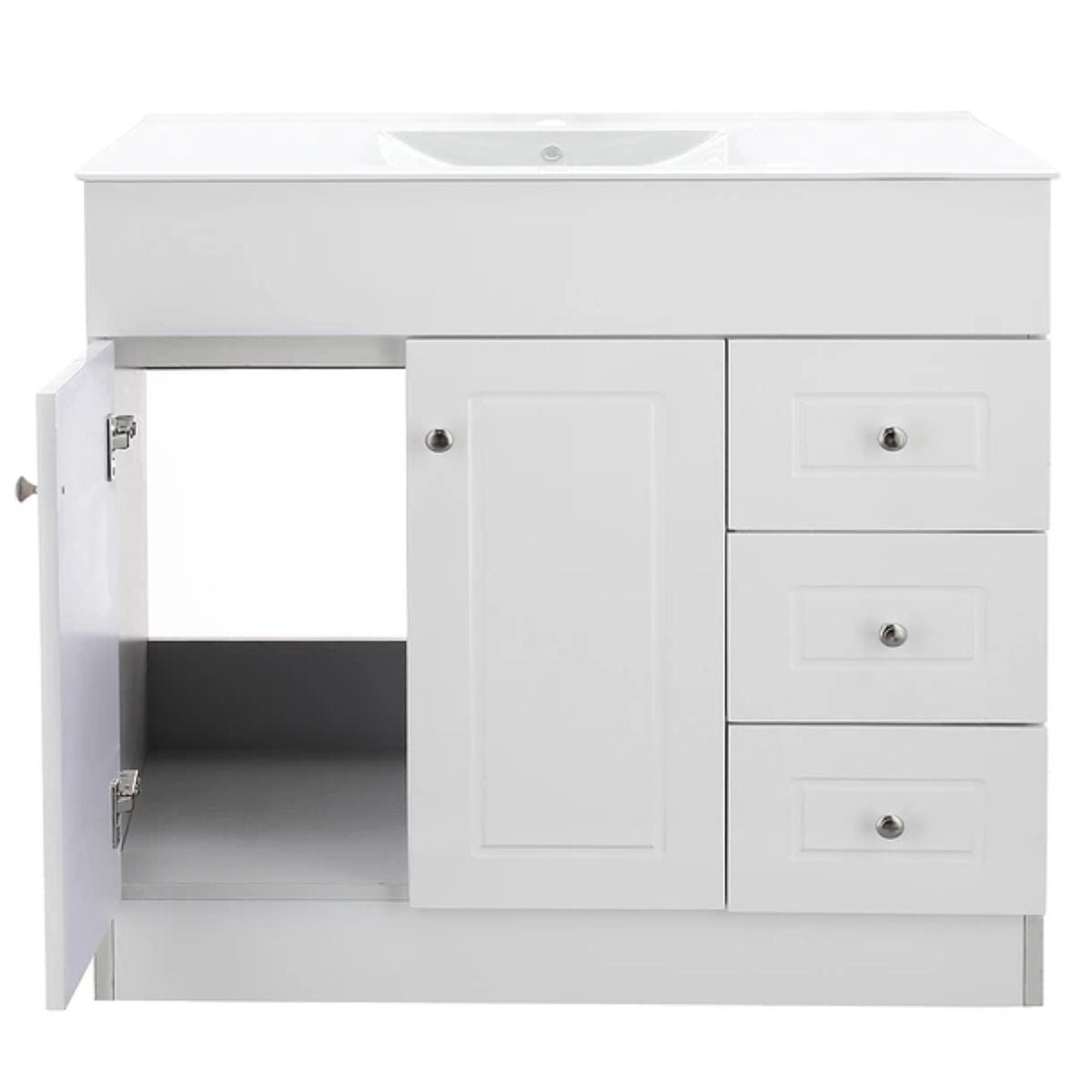 Kit Mueble + Vanitorio Plano Blanco Derecho 100x80x47cm