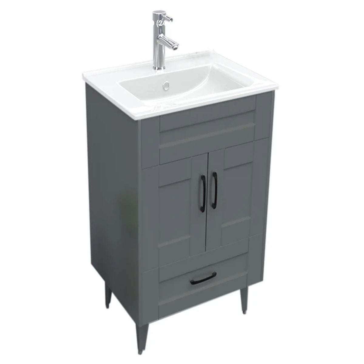 Kit Mueble Deluxe + Vanitorio Plano Gris 50x40x80cm