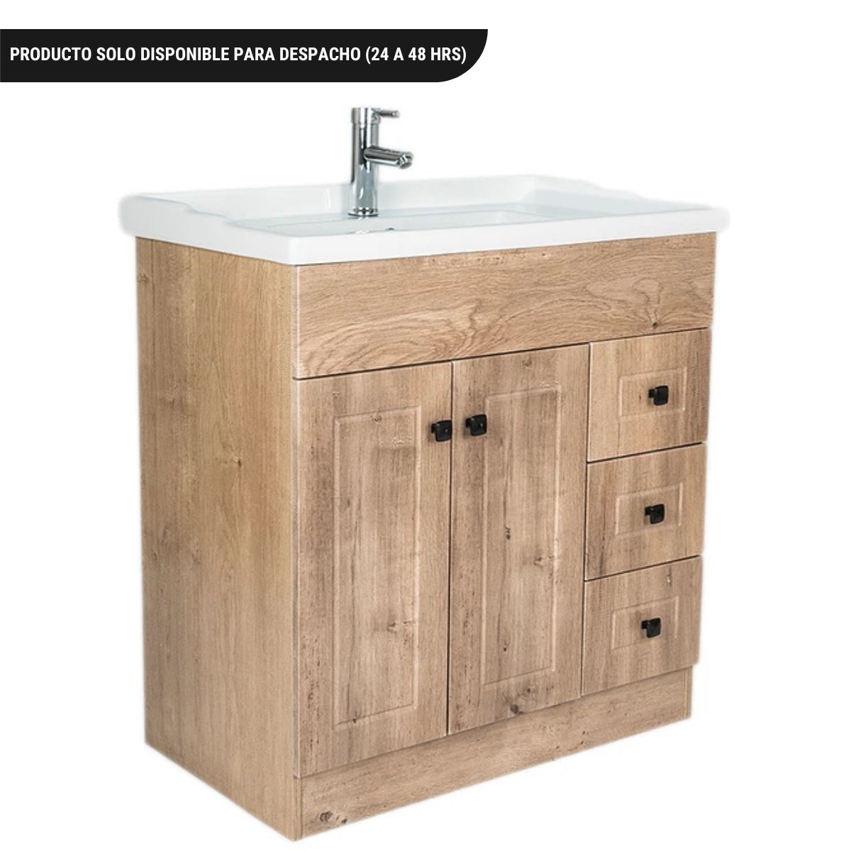 Vanitorio Baño Lavamanos 80x47 cm Cafe 3 cajones