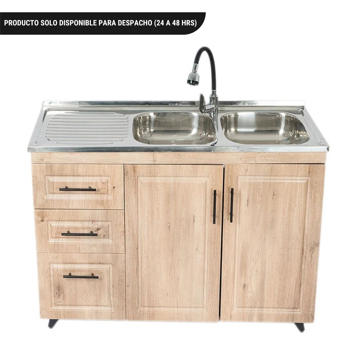 KIT MUEBLE Y LAVAPLATOS DE COCINA CAFE 120 CM IZQUIERDO