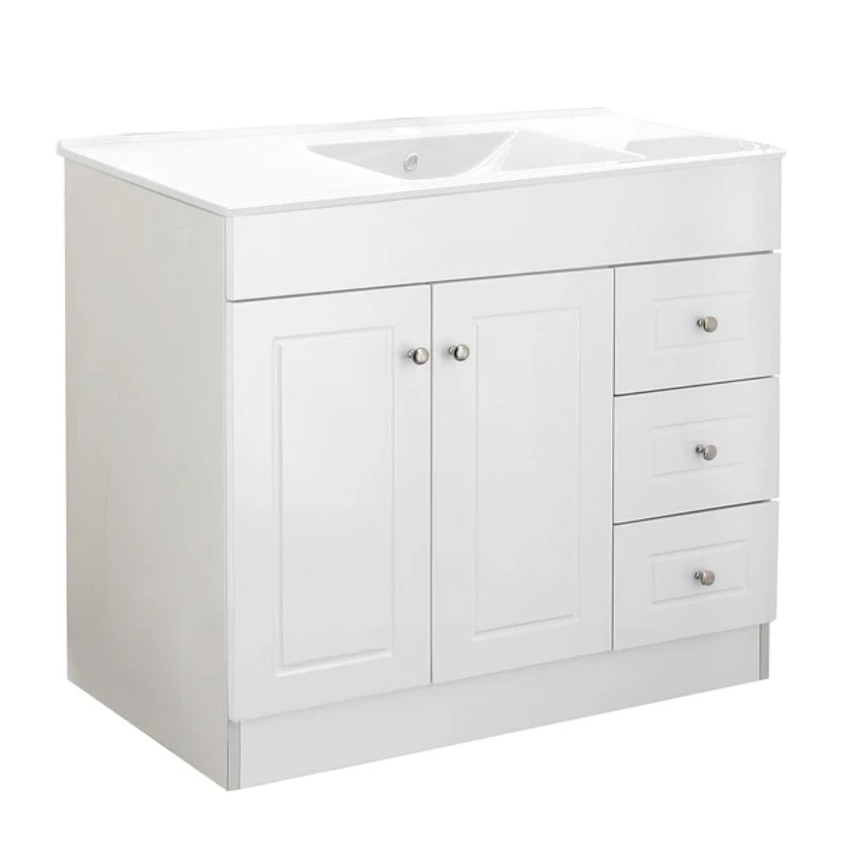 Kit Mueble + Vanitorio Plano Blanco Derecho 100x80x47cm