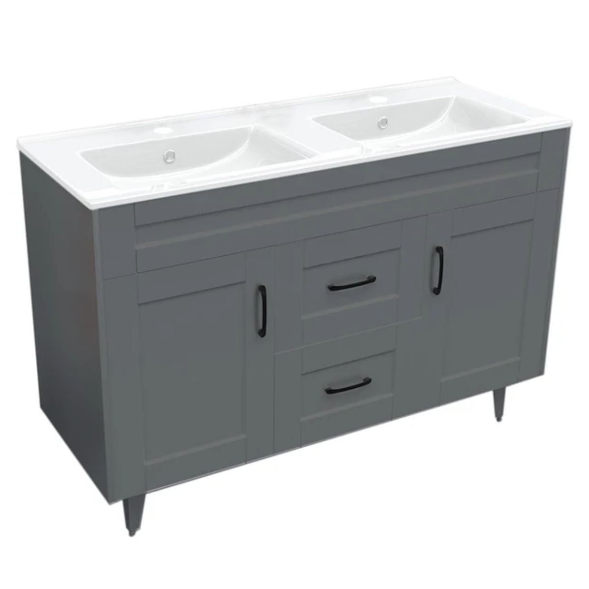 Kit Mueble Deluxe + Vanitorio Gris Doble 120x80x47cm