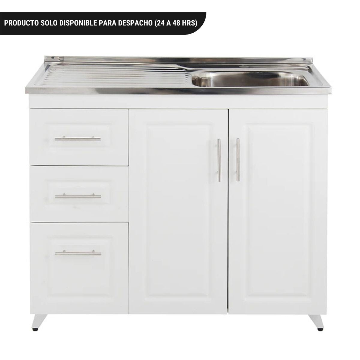 KIT MUEBLE Y LAVAPLATOS DE COCINA BLANCO 100 CM IZQUIERDO