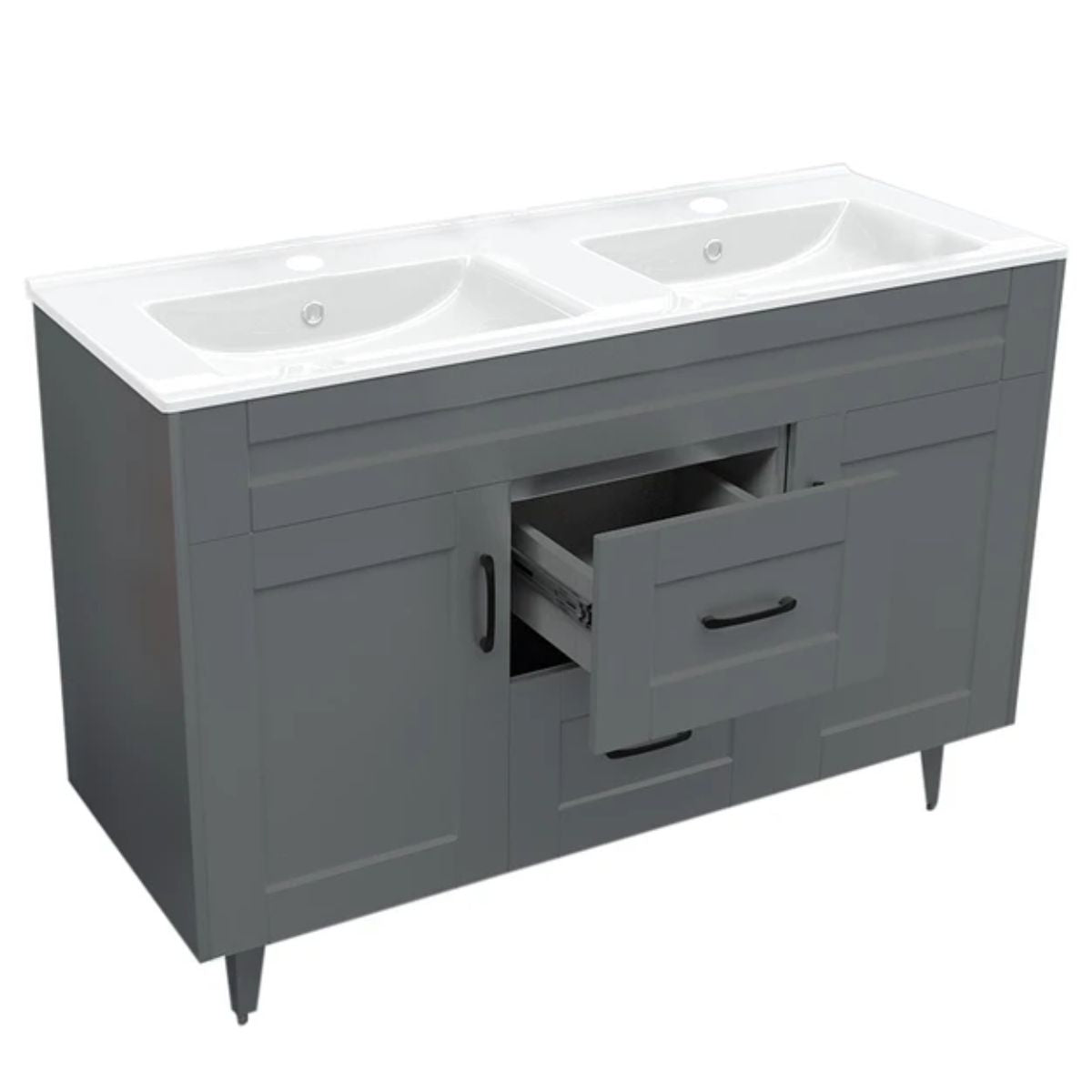 Kit Mueble Deluxe + Vanitorio Gris Doble 120x80x47cm