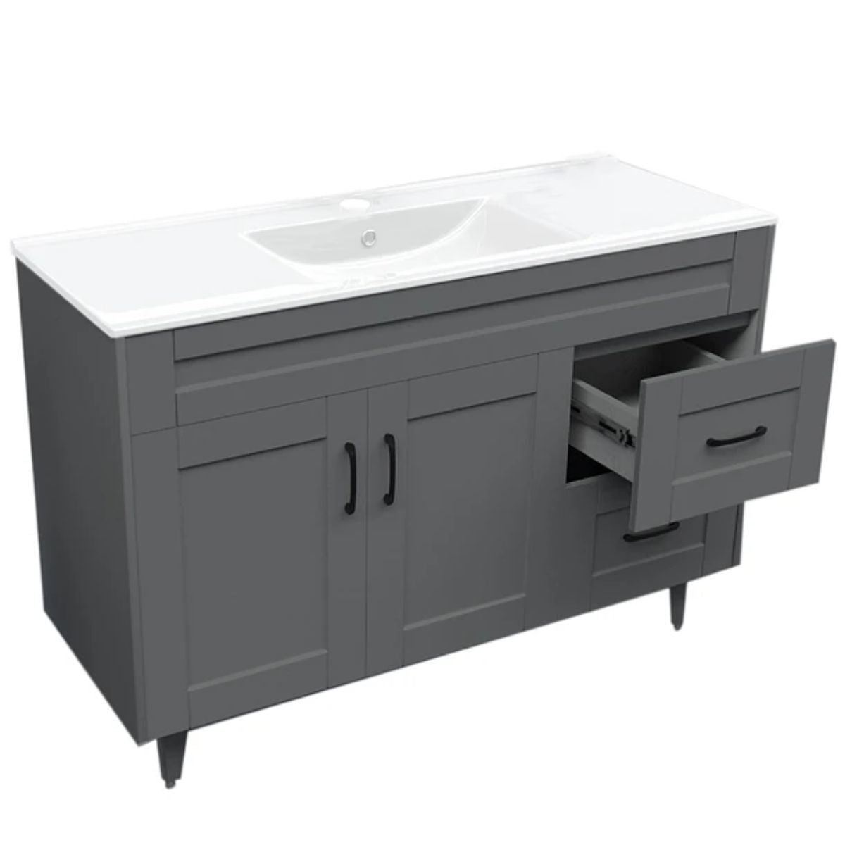 Kit Mueble Deluxe + Vanitorio Plano Gris 120x80x47cm