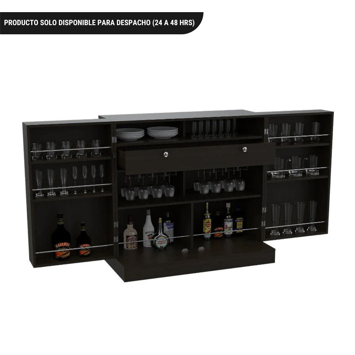 Bar Normandia, Wengue y Negro, de dos puertas batientes y múltiples entrepaños