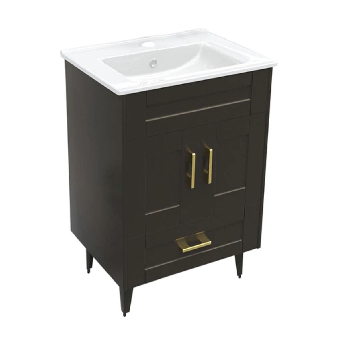Kit Mueble Deluxe + Vanitorio Plano Café 50x40x80cm