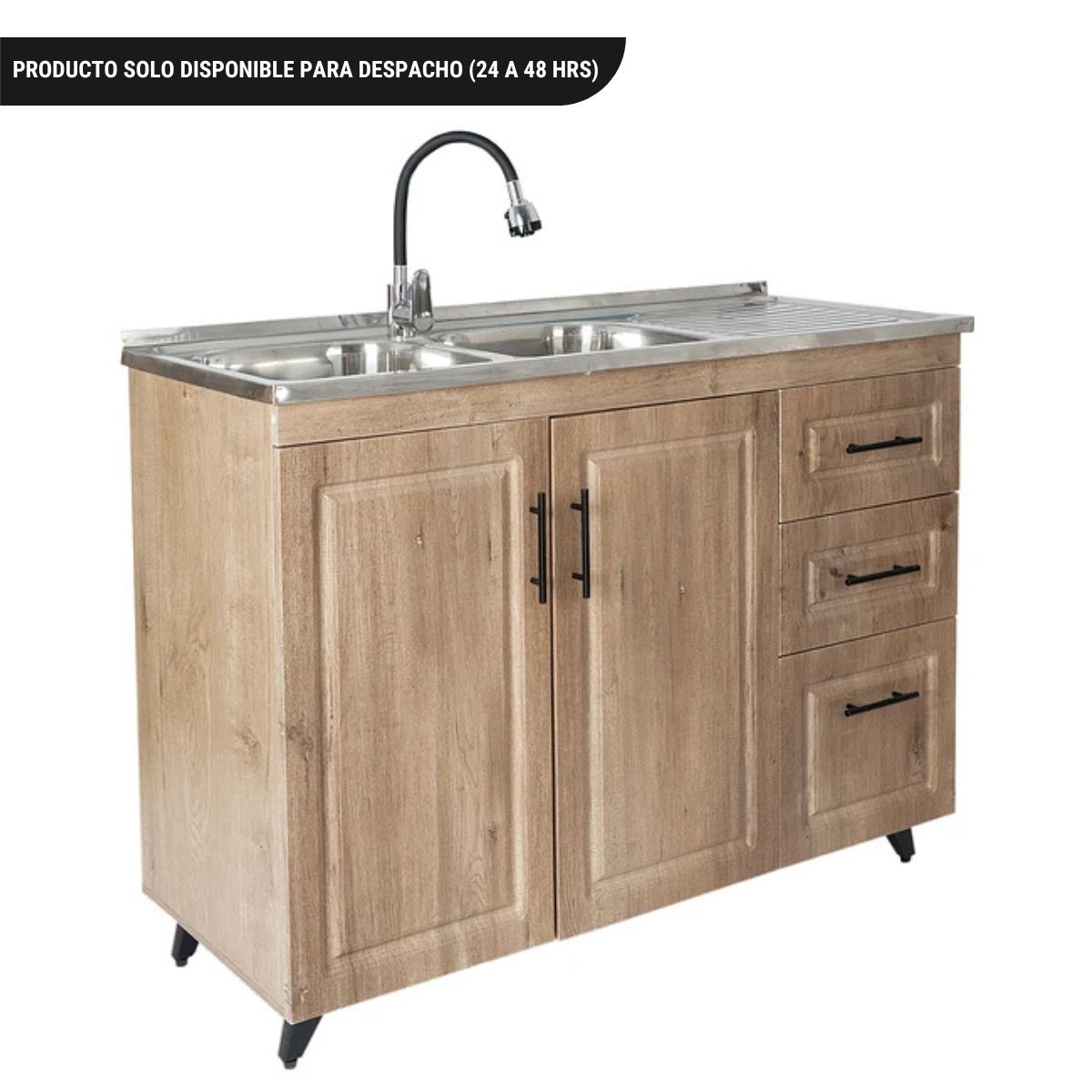 KIT MUEBLE Y LAVAPLATOS DE COCINA CAFE 120 CM DERECHO