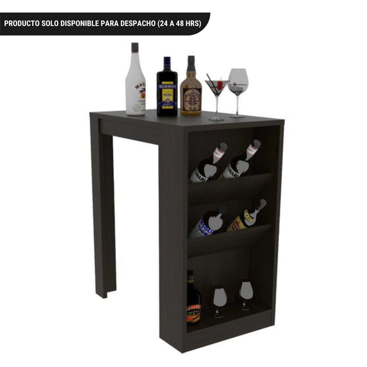 Mesa de Bar Syrah, Wengue y Negro, con amplia superficie