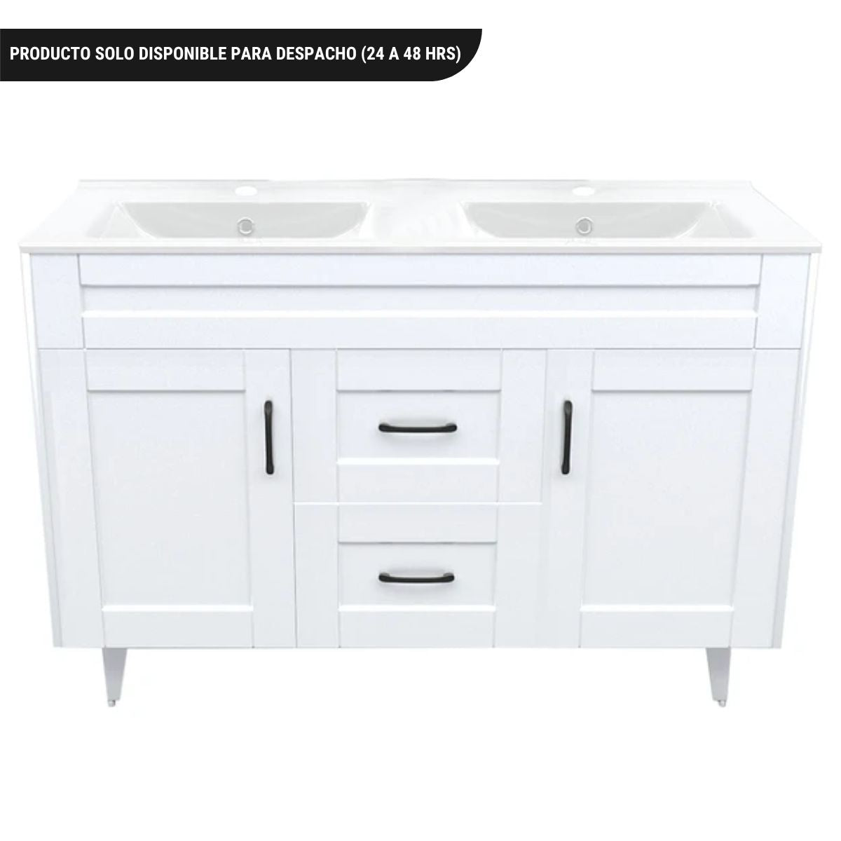 Kit Mueble Deluxe + Vanitorio Blanco Doble 120x80x47cm