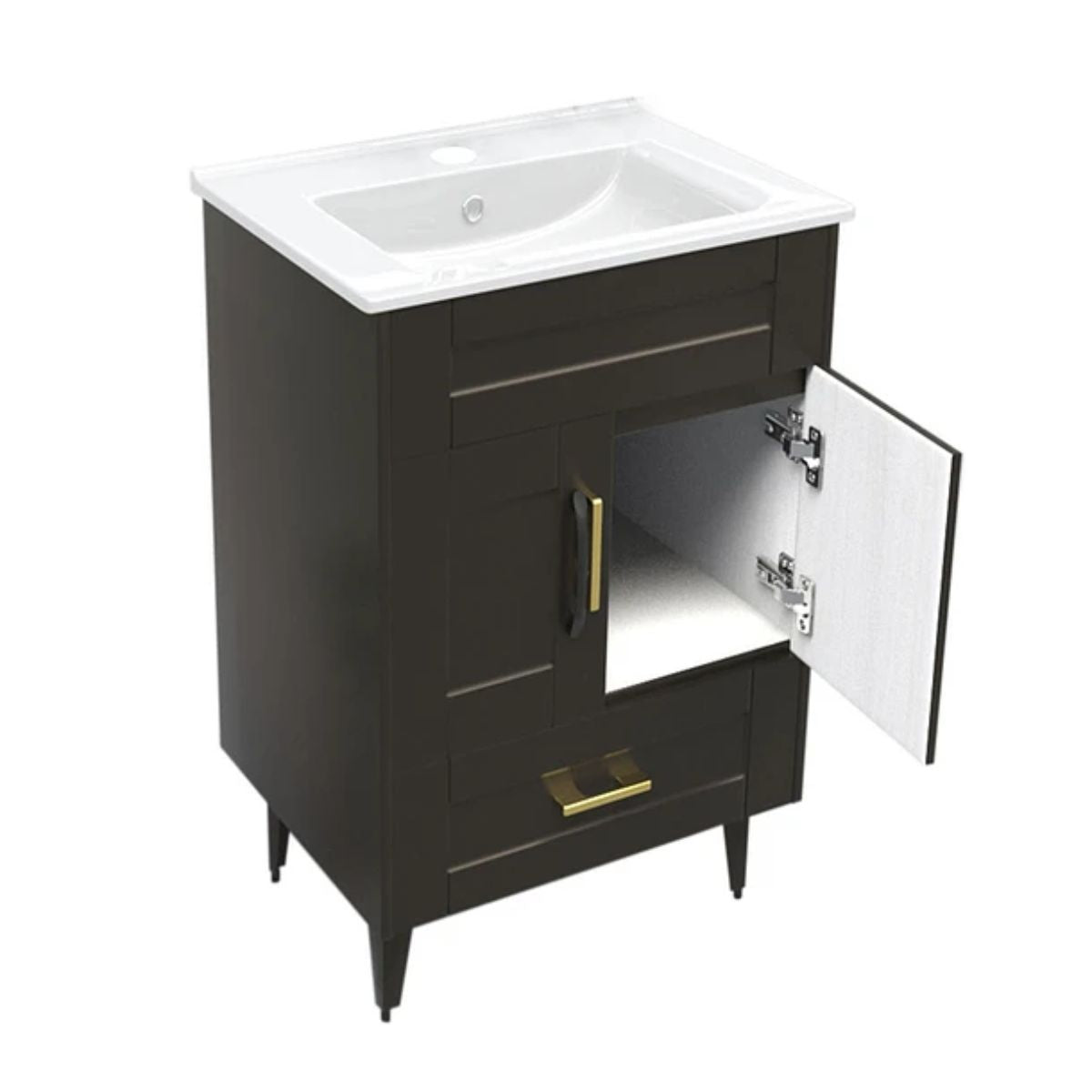 Kit Mueble Deluxe + Vanitorio Plano Café 50x40x80cm