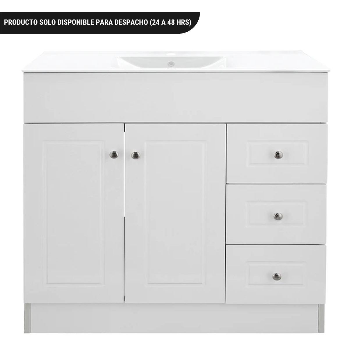 Kit Mueble + Vanitorio Plano Blanco Derecho 100x80x47cm