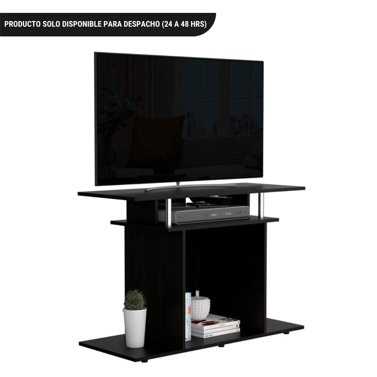 Rack Invy, Wengue y Negro, con capacidad para televisor de hasta 40 pulgadas