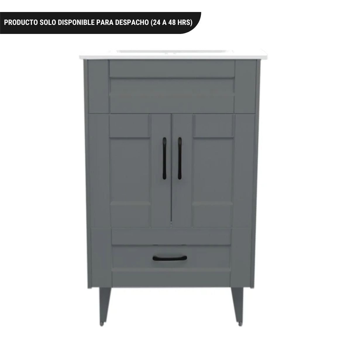 Kit Mueble Deluxe + Vanitorio Plano Gris 50x40x80cm
