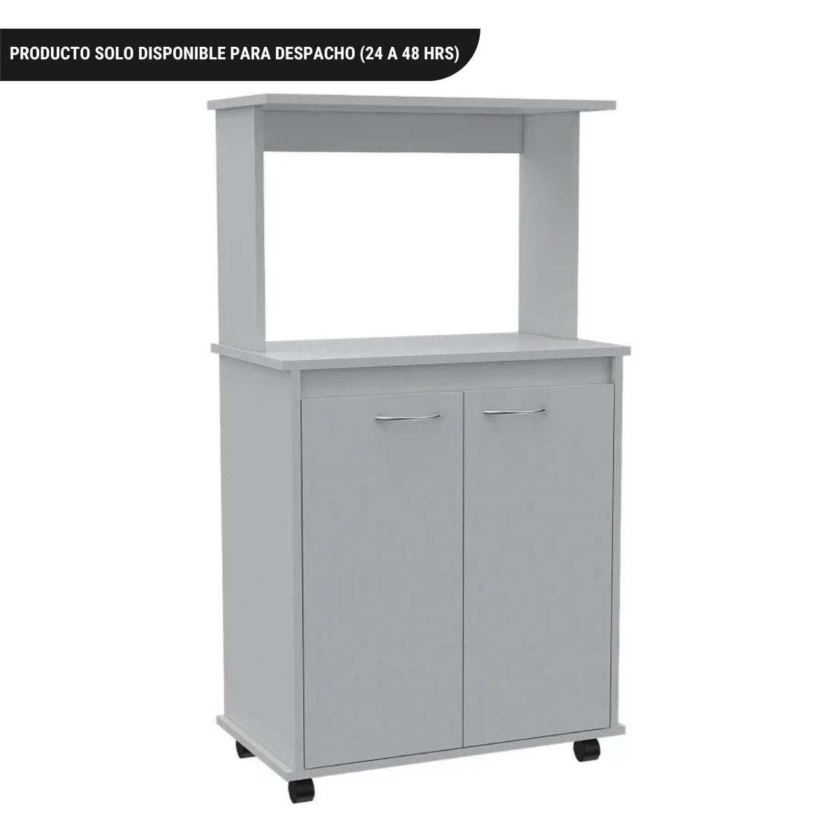 Mueble de Cocina Kitchen, Blanco, con dos puertas batientes y espacio para colocar horno microondas