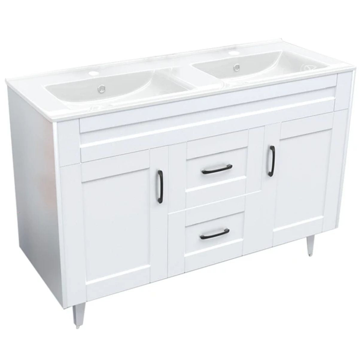 Kit Mueble Deluxe + Vanitorio Blanco Doble 120x80x47cm