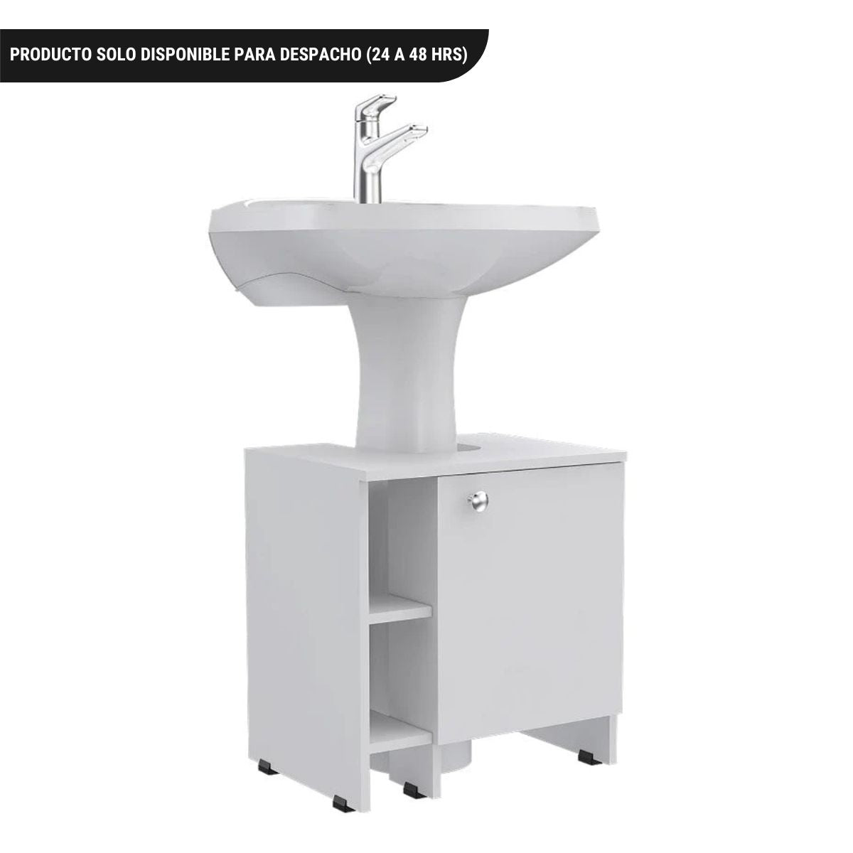 Optimizador Lavamanos Bath, Blanco, con una puerta batiente y entrepaños