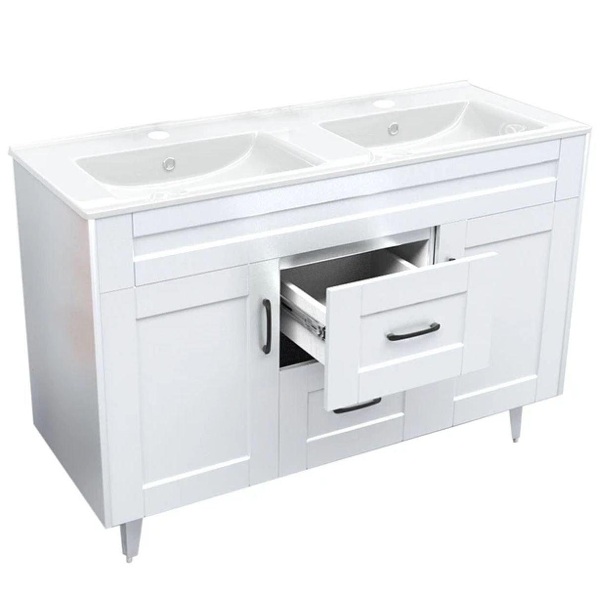 Kit Mueble Deluxe + Vanitorio Blanco Doble 120x80x47cm