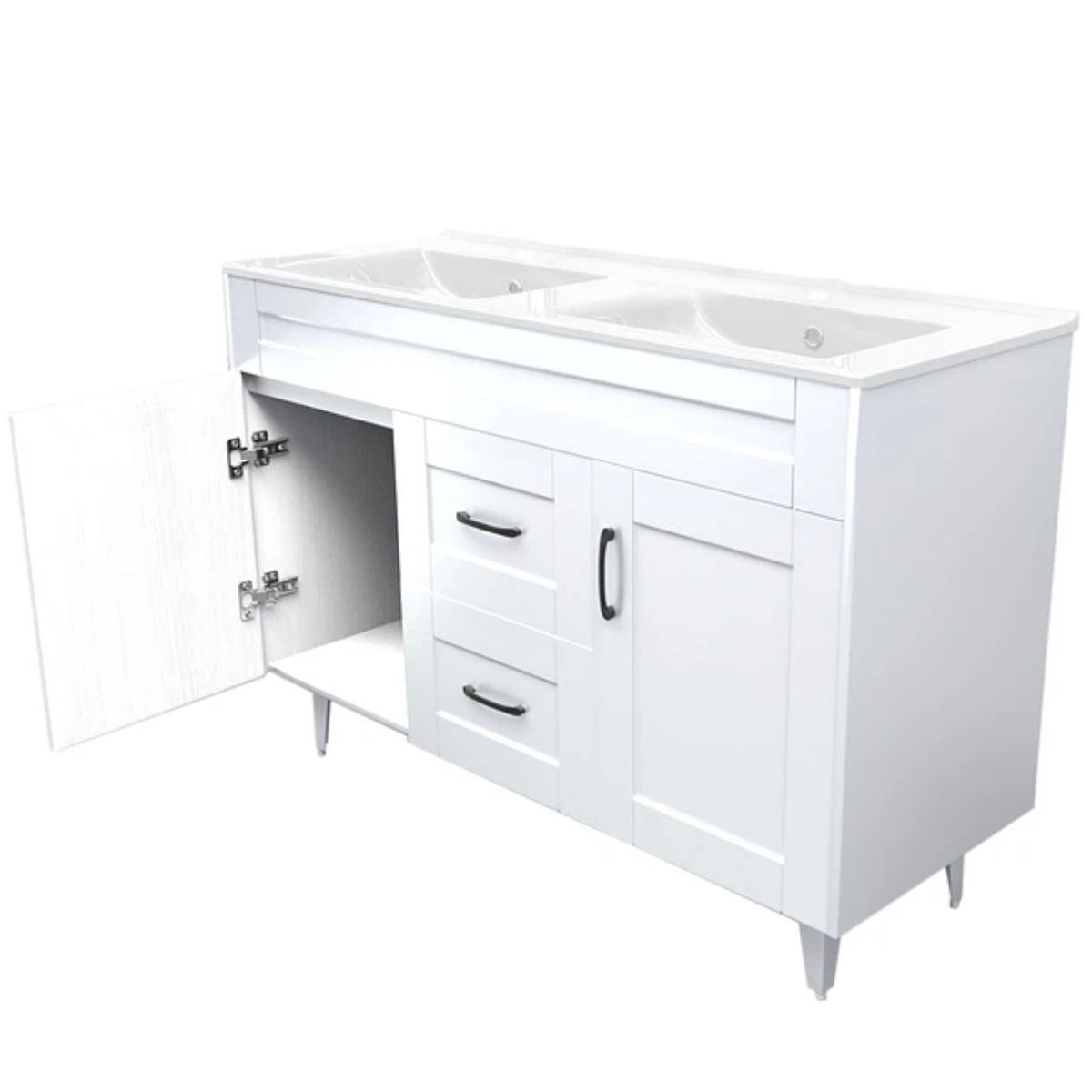 Kit Mueble Deluxe + Vanitorio Blanco Doble 120x80x47cm